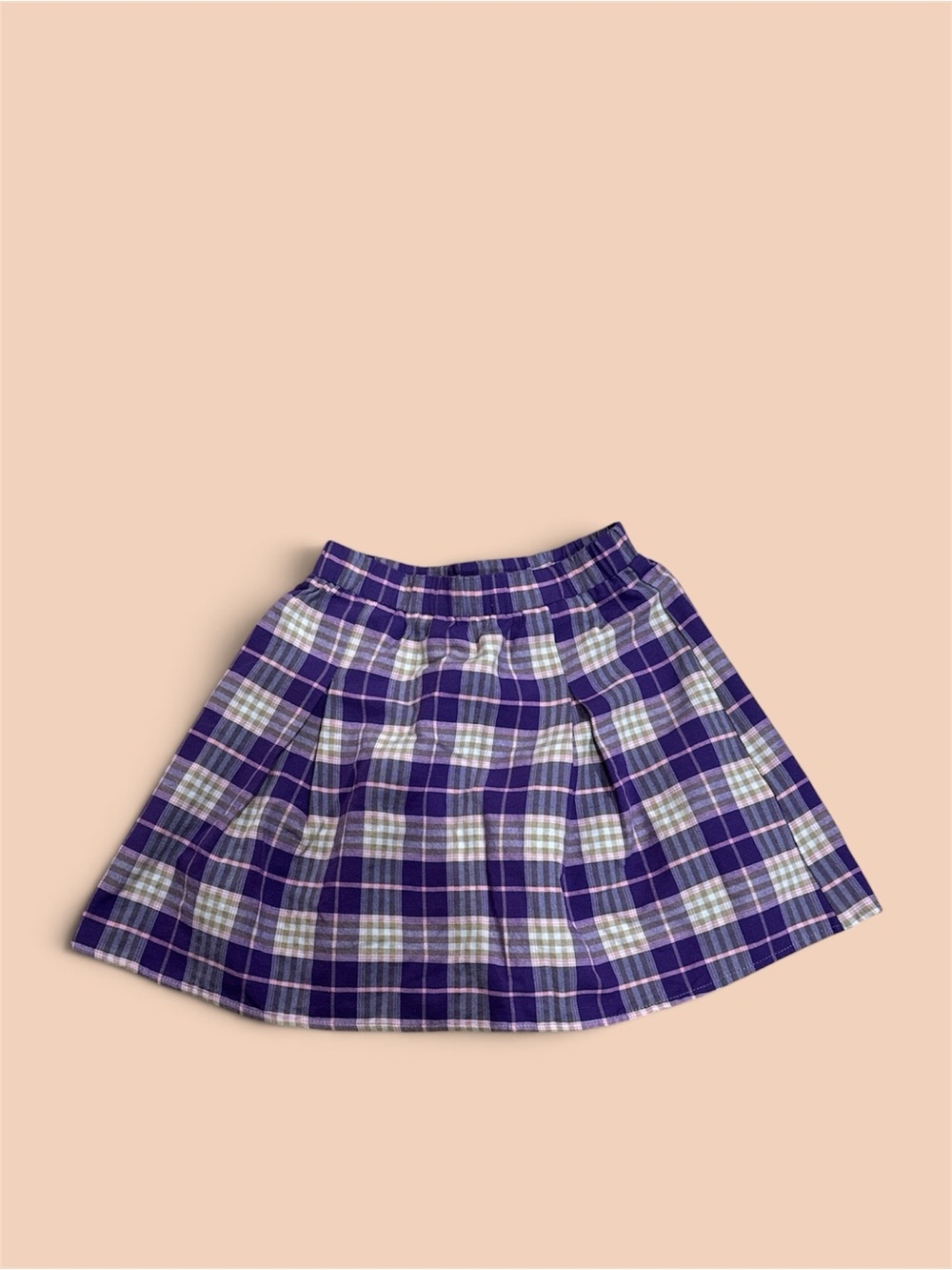 SHEIN Purple Plaid Pleated Skater Skirt